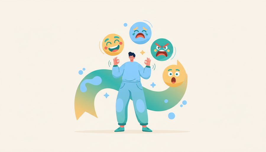 Person surrounded by emotions